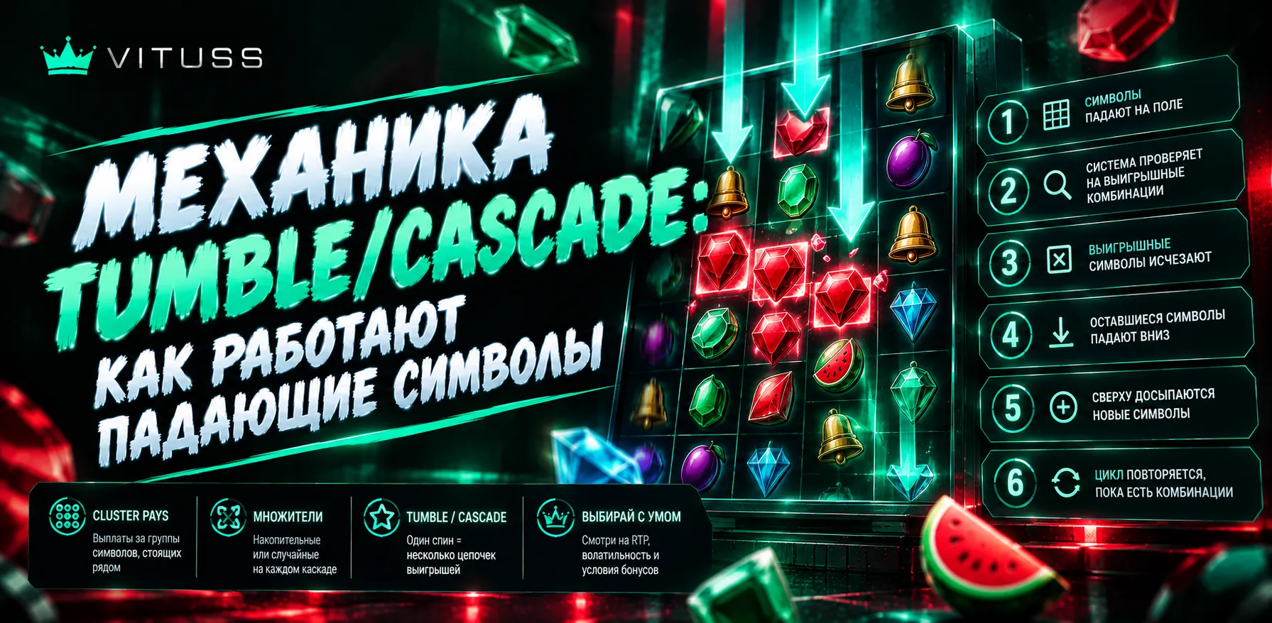 Схема падающих символов в механике Tumble.