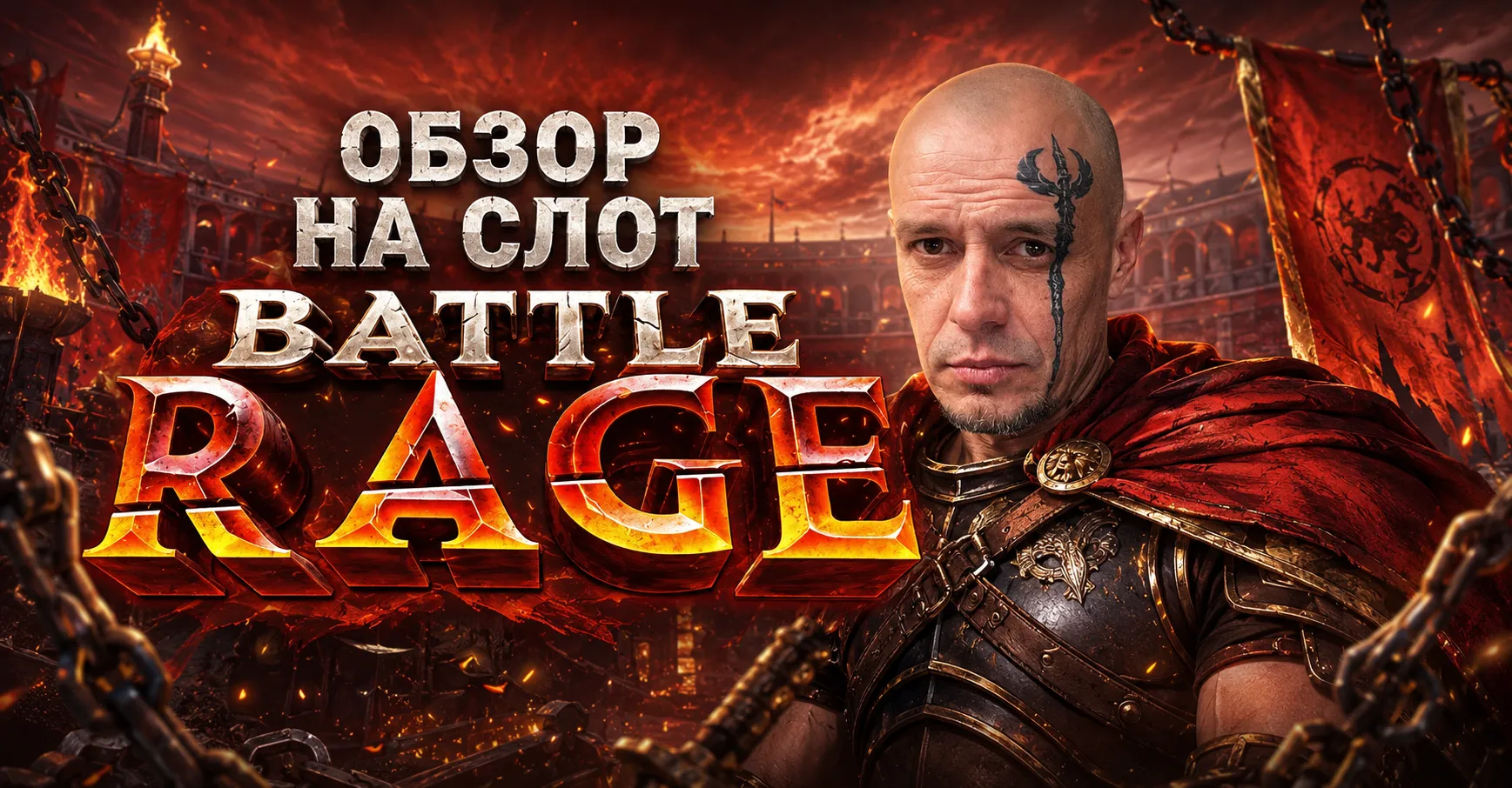 Battle Rage от TrueLab Games: интерфейс слота с ареной Древней Греции, гладиаторами и бонусными символами.
